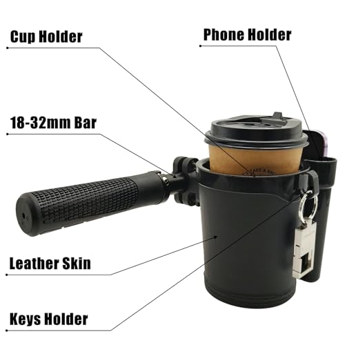 Bike Cup Holder with Phone Keys Holder, Handlebar Water