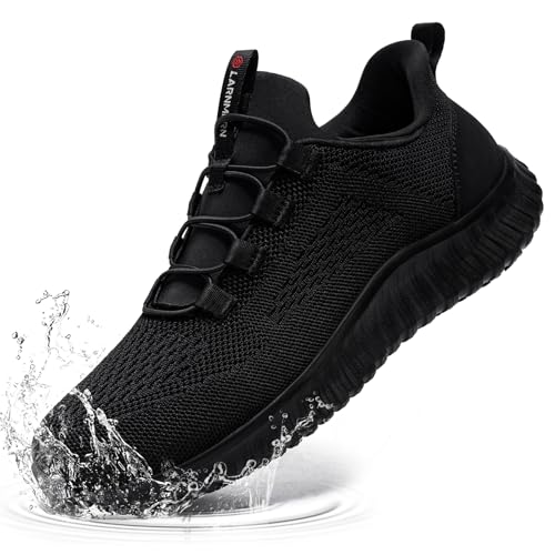 Image of LARNMERN Non Slip Work Shoes for Men Slip On Water Resistant Casual Walking Chef Kitchen Working Footwear Lightweight Breathable Restaurante Trabajo,New Black 7.5