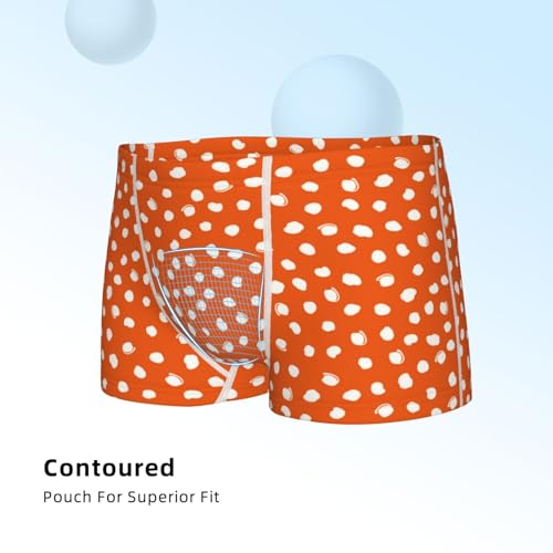 Boys' Cotton Boxer Brief Soft Underwear-Dots On Orange Background4