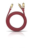 Oehlbach NF Y-Sub 200 - Y-Cinch Subwoofer-Kabel - 2X Cinch/1x Cinch - Flexibles Kabel mit effizienter Schirmung - 2 m - rot