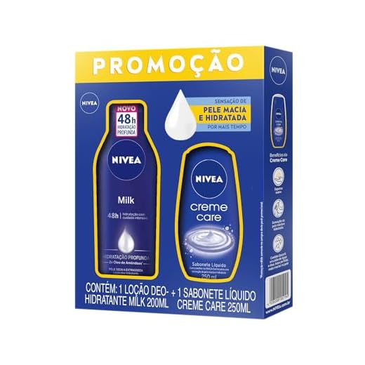 NIVEA Kit Loção Hidratante Milk Pele Seca a Extrasseca 200ml + Sabonete Líquido Creme Care 250ml-embalagem variável