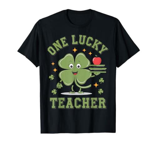 Maglietta con scritta in lingua inglese "One Lucky Teacher" Shamrock Teacher Graphic Tee Gift Maglietta