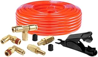 Air Line Service Kit for Air Spring Bag Suspension with Fittings, Air Line Kit Includes 20 Feet Air Line Tubing,Schrader Valves,1/4 NPT Elbow Fitting,Union Tee