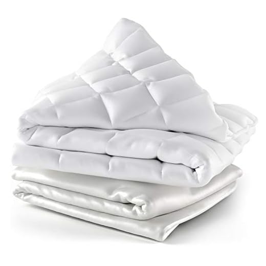 Cosy House Collection Adult Weighted Blanket & 100% Bamboo Removable Cover - 48" x 72", 15 Lbs Heavy Blanket with Premium Glass Beads, White