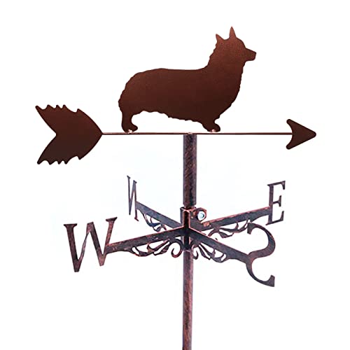 PrimaevalColossus Corgi Chien Girouette du Vent Orientation du Vent Indicateur de Monté sur Le Toit pour L'extérieur Ferme Cour Tonnelle de Jardin Décorative Embellissement Cover