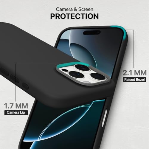 Image of CASEGEAR Silicone Snap Fit Back Cover Case Compatible with iPhone 16 Pro Max | 8 Feet Drop Protection | Compatible with MagSafe | 360 Protection | Shockproof & Scratch Resistant | Black