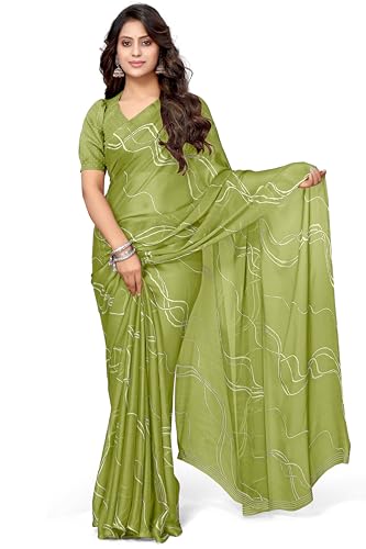 Image of MIRCHI FASHION Women's Ready to Wear 1 Minute Drape Chiffon Printed Saree with Blouse Piece