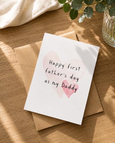 Happy First Father’s Day as My Daddy Card, Handmade Father’s Day Card from Baby, Sweet Heart Design, Thoughtful New Dad Gift, A6 Matte Natural Paper Greeting Card - View 4