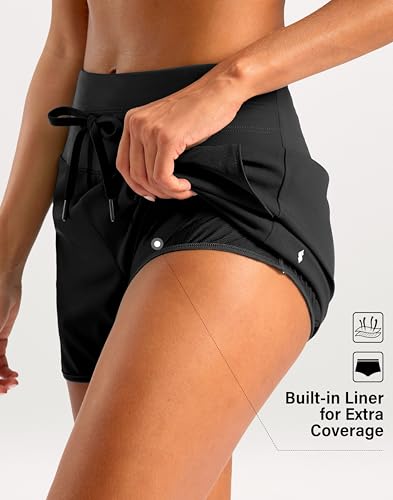 Soothfeel Women's Athletic Running Shorts with Zipper Pockets 3" High Waisted Workout Active Gym Shorts for Women with Liner4