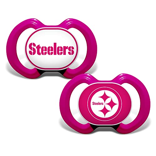 Image of BabyFanatic Girls Pink Pacifier 2-Pack - NFL Pittsburgh Steelers - Officially Licensed League Gear