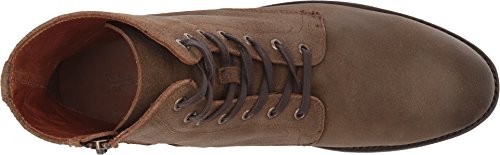 Image of Frye Bowery Lace Up Vintage-Style Leather Boots for Men - Fine Pull-Up Leather with Zipper Closure, Antique Brass Hardware, and Lug Traction Outsole