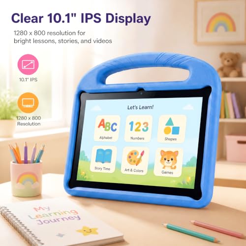 Image of Kids Tablet 10 inch,Android 15 Tablet with EVA Case(Blue)