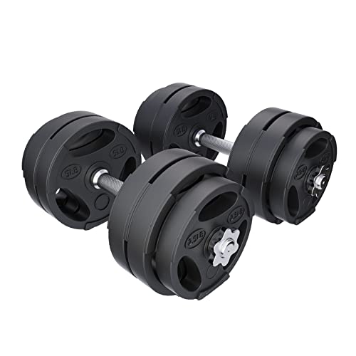 Gorilla Sports® Dumbbells - 40 Lb / 60 Lb Total Weight, Pair, Spinlock Collars, Anti-Slip Handle, Plastic Coated, Black - Hand Weights Set, Adjustable Weights, Strength Training, Workout, Home Gym #TOP1