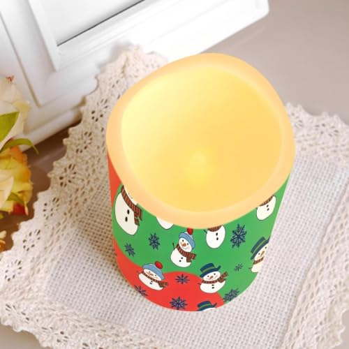 Image of Snowman Christmas Color Changing Electric Candles | Xmas Flameless Candle Set with Remote Control, Battery Operated Fake Candles for Kitchen Room Home Decor, 4 Pack
