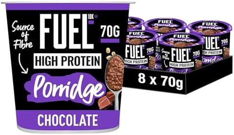 FUEL10K High Protein Chocolate Porridge Pot, 70 g (8-Pack)