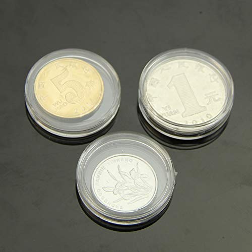 10 fundas transparentes redondas para monedas 25mm miniatura 3