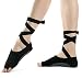 Yoga Socks - Non Slip Skid Toeless Grip Socks with Silk Ribbon for Women & Girl Black Barre Pilates Exercise Half Toe Low Cut Cotton Ankle Socks