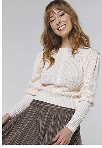 Suéter de Tricot Mangas Bufantes Gola Canoa Sob Off White (M)