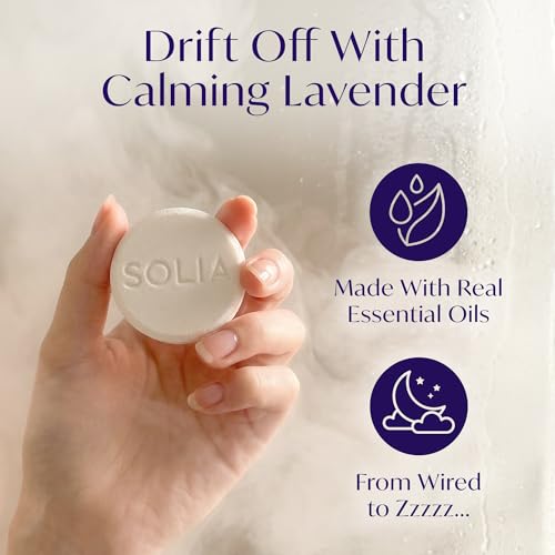 Image of Solia Natural Lavender Shower Steamers - Patent-Pending - Real Essential Oil Lavender Tablets, Spa Steamers Aromatherapy, 7-Pack