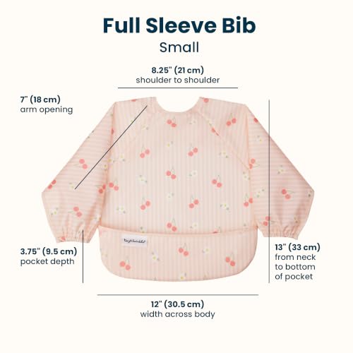 Image of Tiny Twinkle Long Sleeve Bib for Babies & Toddlers | Waterproof Smock Bib for Eating | Machine Washable & Mess-Proof Feeding Essentials | Newborn Shower Gift (Cherry Coquette, 6-24M)