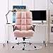 SAETZONE Home Office Chairs Comfortable Ergonomic Executive Desk Chair with Flip-up Arms,Faux Fur Fabric Computer Chair Big and Tall,Pink