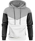 Niceif Men Hoodie Long Sleeve Active Running Sweatshirt Fashion Hooded Jerseys, Grey White L