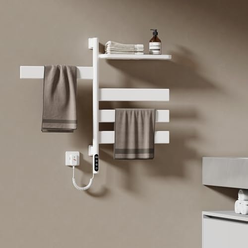 EMKE Radiador de Toallas Eléctrico 76 x 45 cm, Termostato Inteligente WiFi, Radiador Eléctrico para Baño, Calentador de Toallas Eléctrico, Rotación de...