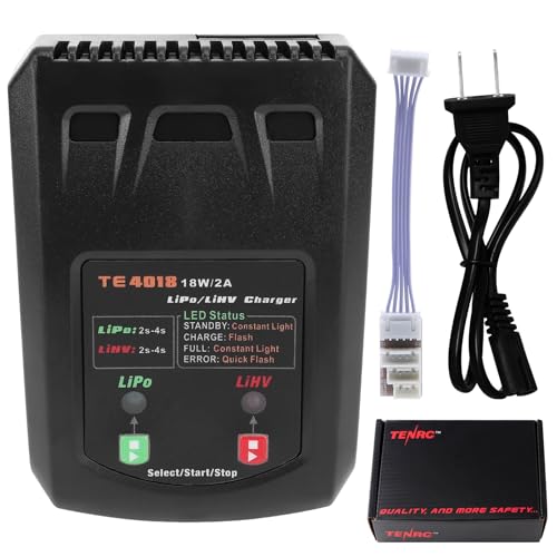 Tosiicop LiPo Battery Charger - 2S 3S 4S RC Car Batteries Balance Chargers 18W 2A for LiPo(7.4-14.8V) LiHV(8.7-17.4V) with XH3P XH4P XH5P Plug for RC...