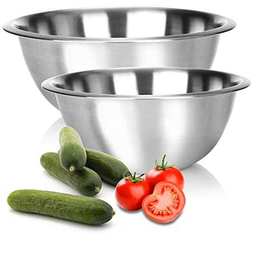 com-four® 2-teiliges Rührschüssel Set aus Edelstahl - multifunktionale Küchenschüssel - silberfarbene Metallschüssel in 2 Größen