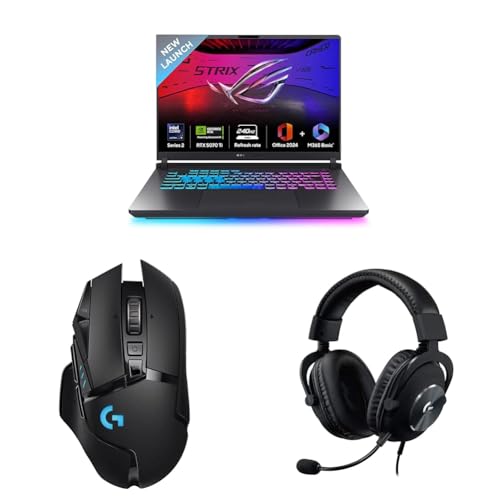 Image of ASUS ROG Strix G16 Gaming Laptop,Intel Core Ultra 9 275HX+12GB RTX 5070Ti,32GB,1TB SSD with Logitech G502 LS Wireless Gaming Mouse, 25000DPI Programmable and Logitech GProX Wired Gaming Headset