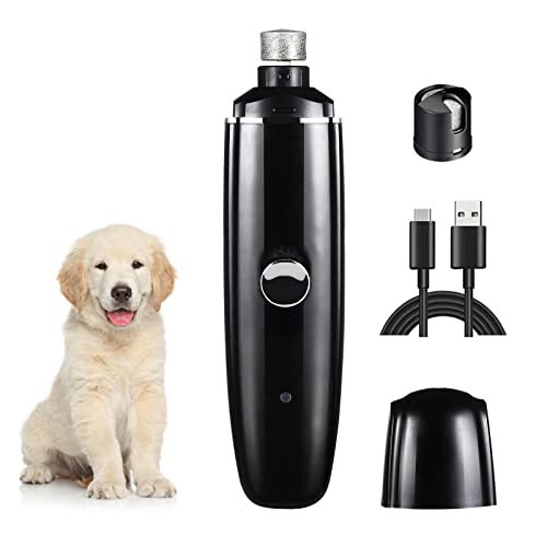 HanKeer Krallenschleifer für niedlich Kleine/mittlere/große Hunde und Katzen,Elektrischer Krallenschleifer,Hunde nagelfeile elektrisch,60 Dezibel Super Leise,USB-Anschluß(Schwarz) (Schwarz) Cover