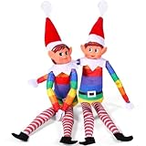 【Decoración navideña】: El duende de navidad es una excelente adición a la decoración navideña. Con sus trajes coloridos y detalles encantadores, añade un toque festivo a cualquier espacio, ya sea colgados en el árbol de Navidad o colocados el duende en el estante o mesas.