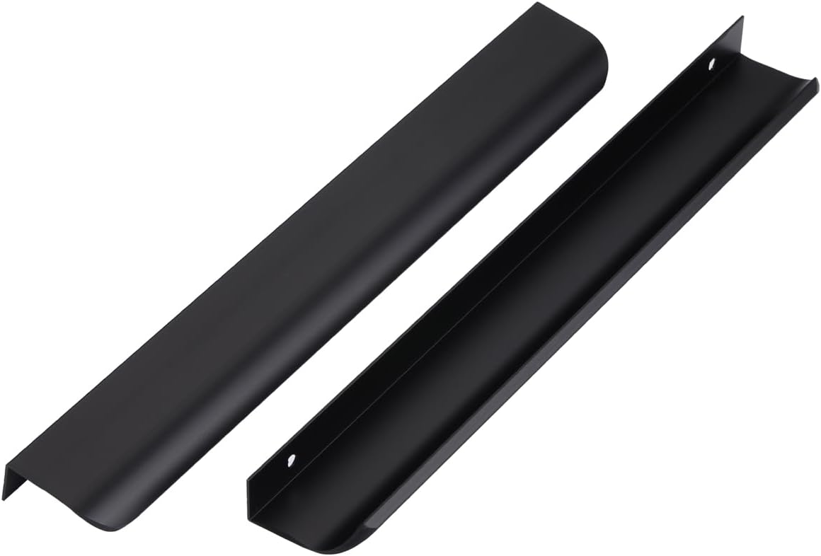 10 Pieces Black Furniture Handles 300 mm, Hidden Handles for Doors and Drawers, Door Handles for Wardrobe