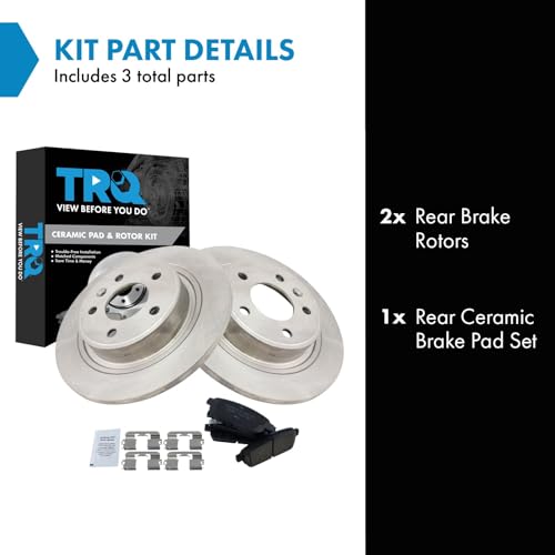 Image of TRQ Rear Ceramic Brake Pad and Rotor Set | For 16-19 Buick Cascada 12-17 Buick Verano 11-15 Chevrolet Volt 14-15 Chevrolet Cruze with 292 mm Diameter Rear Rotors