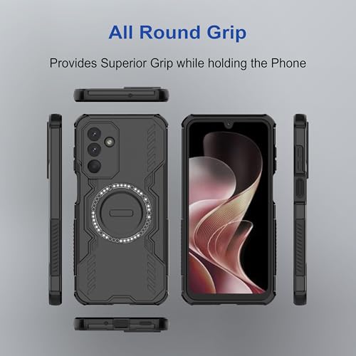 Image of amazon basics Back Case Cover for Samsung Galaxy M36 5G | Magnetic Case with Built-in Metal Ring | Supports Mag-Safe Charger, Wallet & Car Mount | Shockproof Hybrid PC + TPU | Black