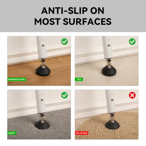Door Security Bar, Adjustable 2-in-1 Heavy Duty Door Jammer for Hinged and Sliding Doors, 42.5-54 in Telescoping Security Stick with Non-Slip Rubber Foot for Home, Apartment, Dorm and Travel, White by CREAWONDER - Used condition - Image 4