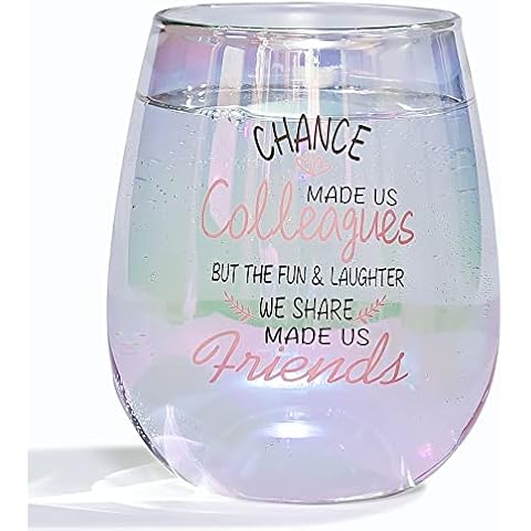 SHENDONG Chance Made Us Colleagues Stemless Wine Glass,15OZ Iridescent Glass Cup, Coworker BFF Present for Coworkers Going Away Employees Leaving,Farewell Retirement Party, Birthday Christmas Gifts Cover