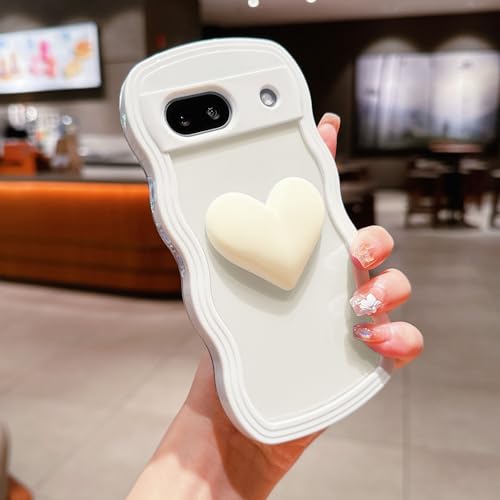 Coque Google Pixel 8A mignon cœur 3D, le cadeau parfait pour elle - 3