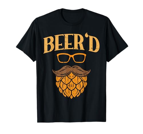 Beerd Beer Face Hops Beard Homebrew Fathers Day Men Dad Gift Maglietta