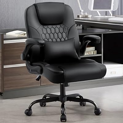 Nexthro Leather Office Chair Swivel Lumbar Support for Short People Black