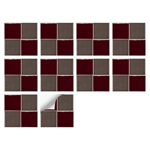 Autocollants muraux imitation céramique européenne premium | Épousez l'élégance du marron Style F