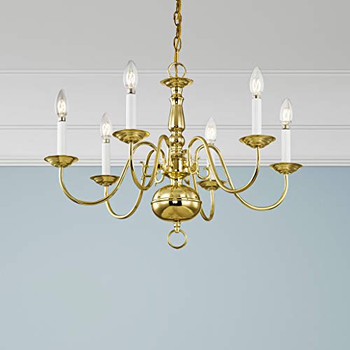Livex Lighting 5006-02 Williamsburg 6 Light Polished Brass Chandelier #TOP4