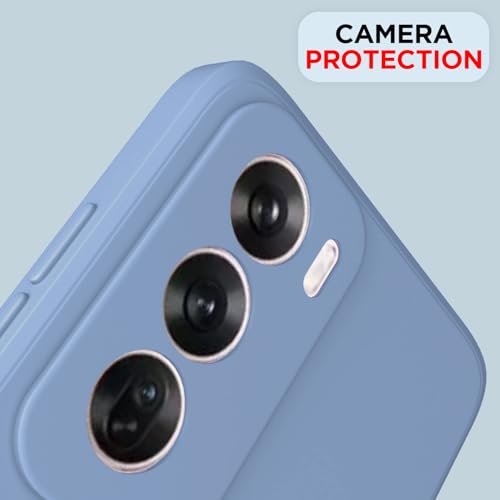 Image of Outlouders Back Cover for Oppo Reno 12 Pro 5G | Camera Protection | Durable Soft Matte Silicone Bumper Case (Aqua Blue)