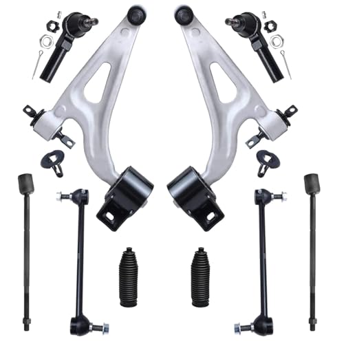 Image of Detroit Axle - 10pc Front End Suspension Kit for 04-07 Ford Freestar Mercury Monterey, 2 Lower Control Arms w /Ball Joint 4 Tie Rods 2 Sway Bars 2 Boots 2004 2005 2006 2007 Replacement