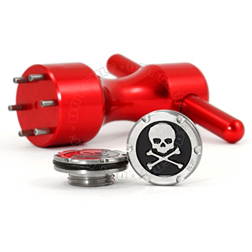 19th Hole Custom Shop 2 x 25g Deluxe Tour Style Weights for Scotty Cameron Fastback, Squareback and Roundback Putters Wrench, Skull, Black (Red)