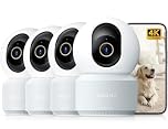 Anona Pano 4K UHD Indoor Security Camera 4 Pack, 360° Pan-Tracking Dome Camera for Home Security, Wi-Fi 6 with Person/Pet/Baby Cry Detection, 2-Way Audio & Privacy Mode | Alexa Compatible