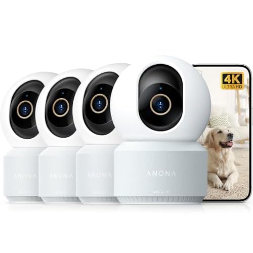 Anona 4K UHD Indoor Camera, Pet/Dog/Baby Security Camera with Phone App, 360°Pan-Tilt, 2.4G/5G Dual-Band Wi-Fi 6, Auto-Tracking, Person/Pet/Baby Crying Detection, Privacy Mode, Two-Way Audio