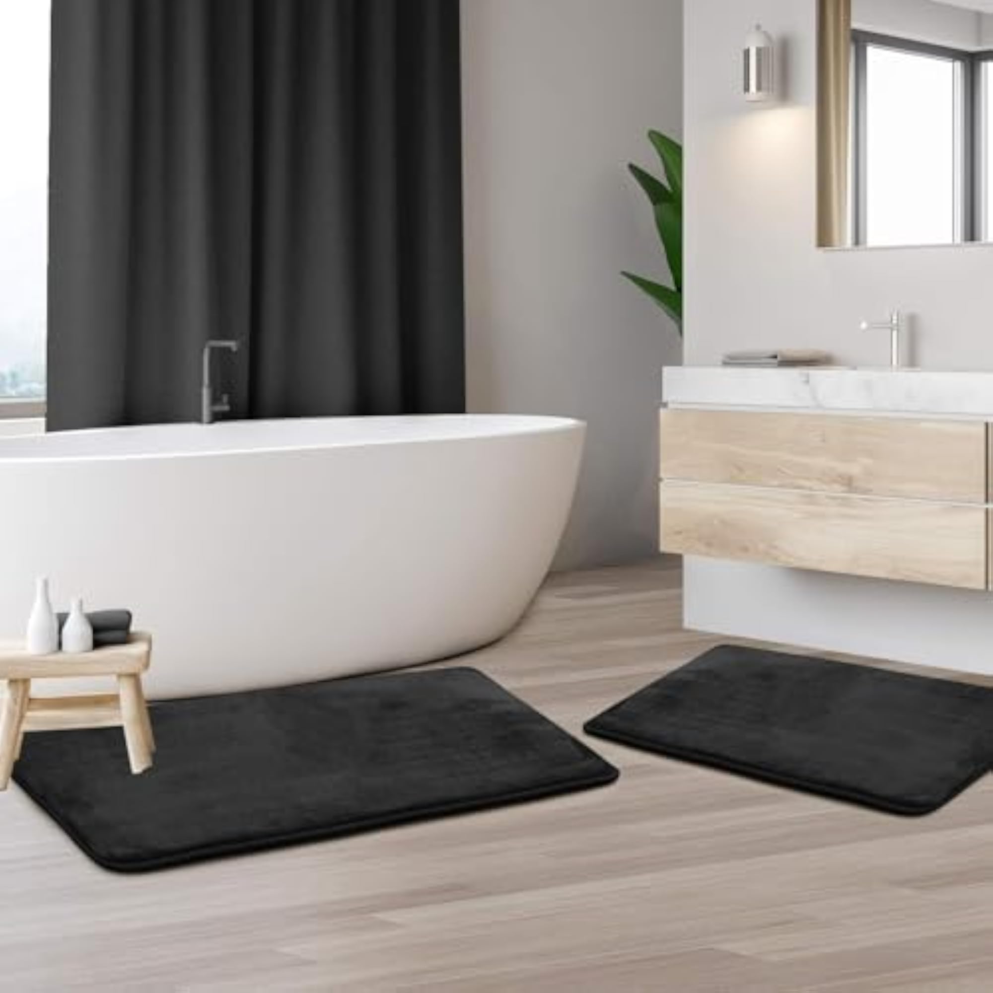 Extra Thick Memory Foam Bath Mat Non Slip Absorbent Soft Rugs