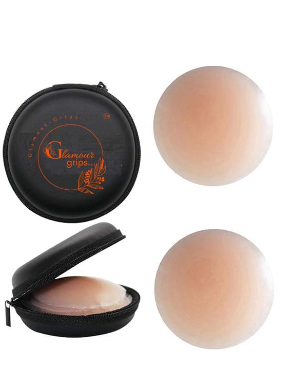 Reusable Nipple Covers with Case, Comfortable & Natural Invisible Self Adhesive Washable Silicone Pasties for Women (Skin Color)-image-11