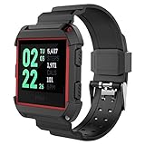 UMTELE For Fitbit Ionic Accessory, [Rugged Pro] Resilient Protective Case with Strap Bands for Fitbit Ionic Smart Watch, Large, Black/Black